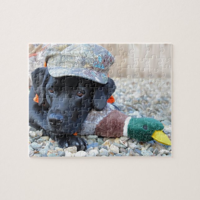 Black Labrador Retriever Cute Duck Hunting Dog Jigsaw Puzzle (Horizontal)