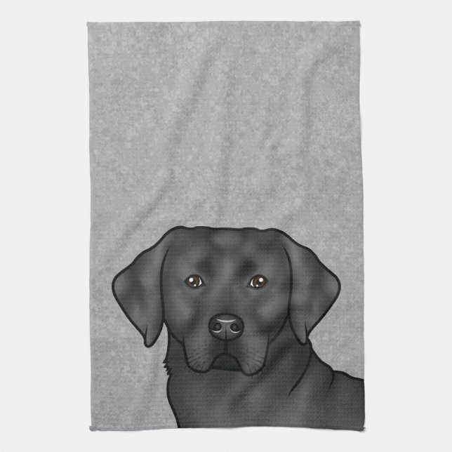 Black Labrador Retriever Cute Lab Dog Head Grey Kitchen Towel (Vertical)