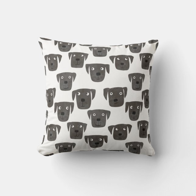 Black Labrador Retriever Cute Throw Pillow (Front)