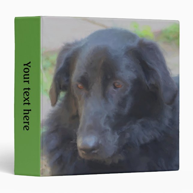 Black Labrador Retriever Dog Art Personalized Binder (Front/Spine)