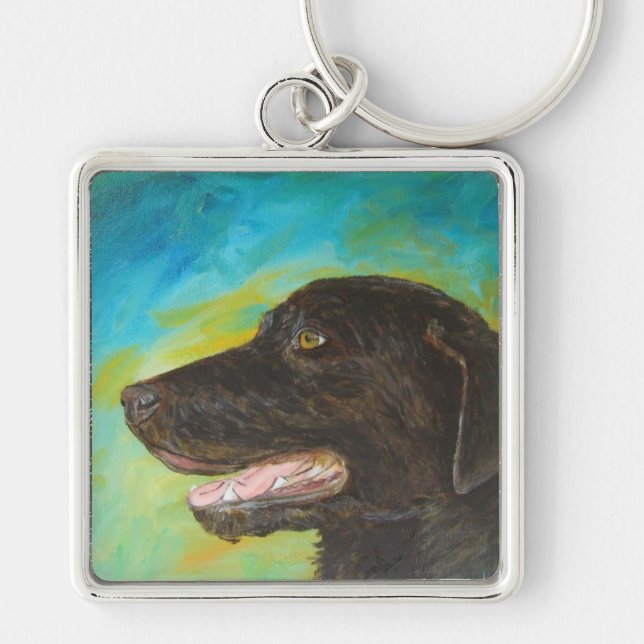 Black Labrador Retriever Dog Charm Keychains (Front)
