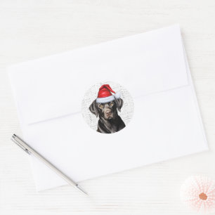 Black Labrador Retriever Dog Christmas Classic Round Sticker