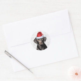 Black Labrador Retriever Dog Christmas Classic Round Sticker