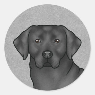 Black Labrador Retriever Dog Cute Portrait Grey Classic Round Sticker