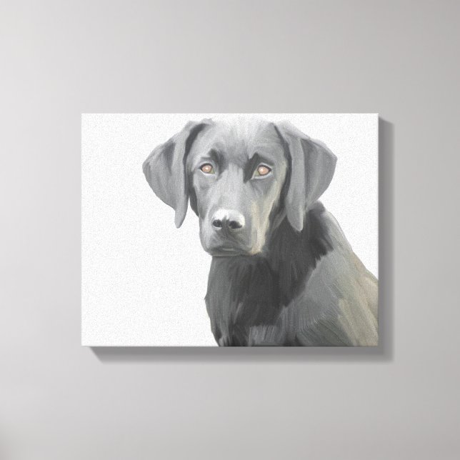 Black Labrador Retriever Dog Oil Painting Canvas Print (Front)