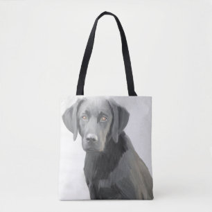 Black Labrador Retriever Dog Oil Painting Tote Bag