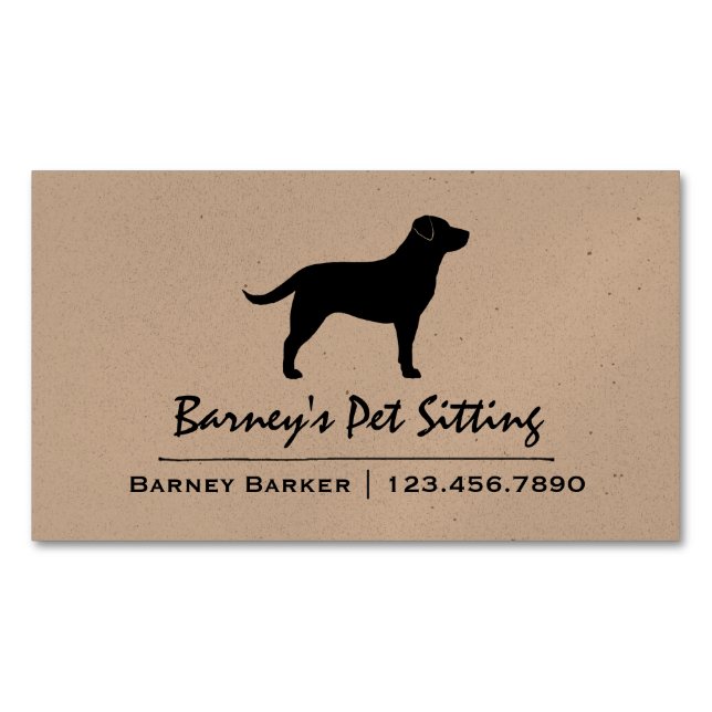 Black Labrador Retriever Dog Silhouette Black Lab Magnetic Business Card (Front)