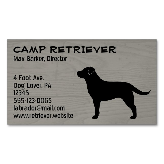Black Labrador Retriever Dog Silhouette Black Lab Magnetic Business Card (Front)