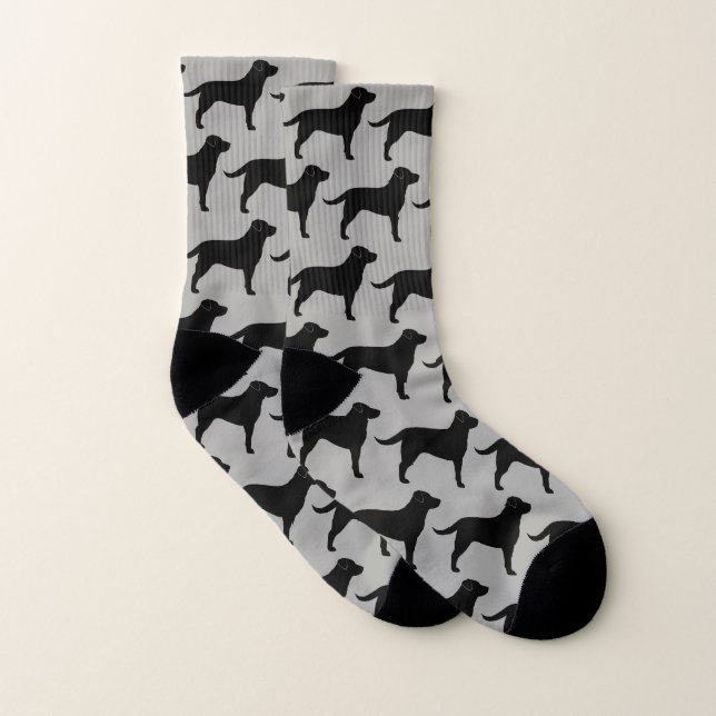 Black Labrador Retriever Dog Silhouettes Pattern Socks (Pair)