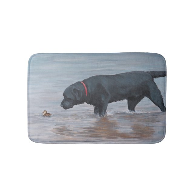Black Labrador Retriever Duckling Dog Art Bath Mat (Front)