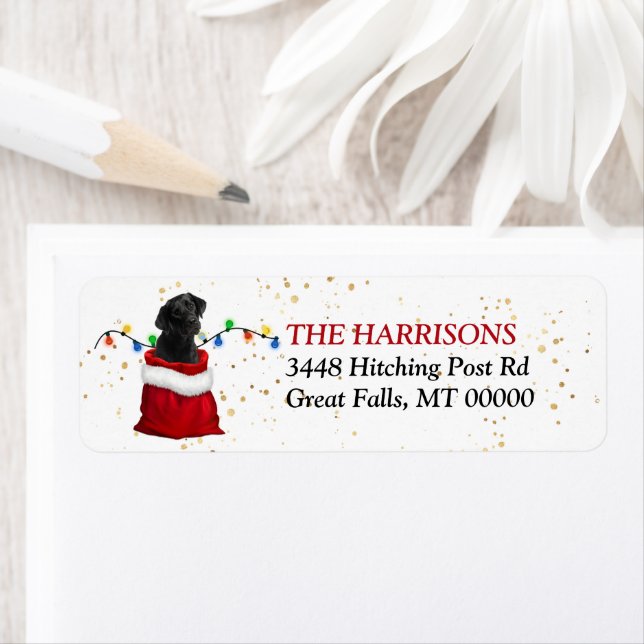 Black Labrador Retriever Gift Bag Return Address (Insitu)