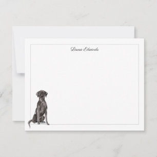 Black Labrador Retriever Grey Border Personalized Card