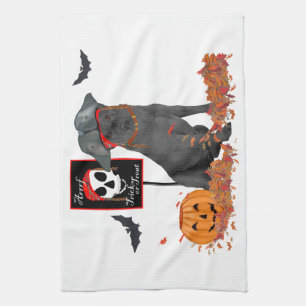 Black Labrador Retriever Halloween Kitchen Towel