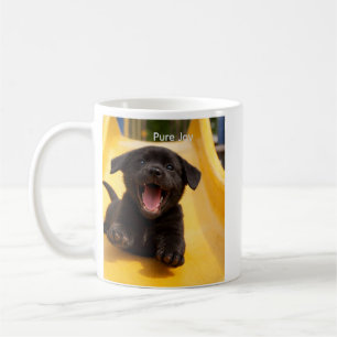 Black Labrador Retriever Happy Puppy on a Slide Coffee Mug