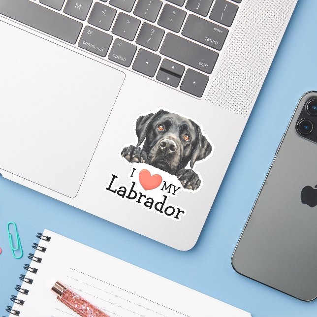 Black Labrador Retriever Heart (Laptop w/ iPhone)