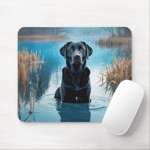 Black Labrador Retriever In Lake Water Mouse Pad