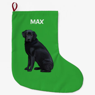 Black Labrador Retriever in Portrait Large Christmas Stocking
