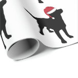 Black Labrador Retriever In Santa Hat Christmas Wrapping Paper<br><div class="desc">Labrador retriever .. black .. wearing a red Santa hat .. dog lover themed Christmas wrapping paper from Ricaso (other colours available in store)</div>