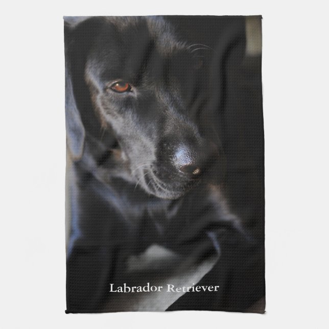 Black Labrador Retriever Kitchen Towel (Vertical)