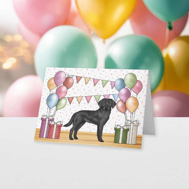 Black Labrador Retriever Lab Dog Colourful Birthda Card (Front)