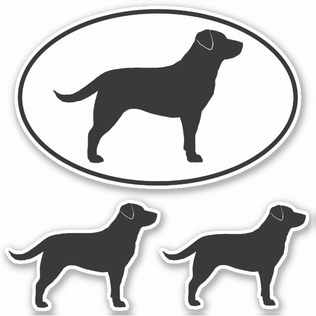 Black Labrador Retriever Lab Silhouettes Stickers (Front)