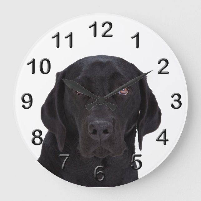 Black Labrador Retriever Large Clock (Front)