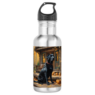 Black Labrador Retriever Log Cabin Autumn 532 Ml Water Bottle