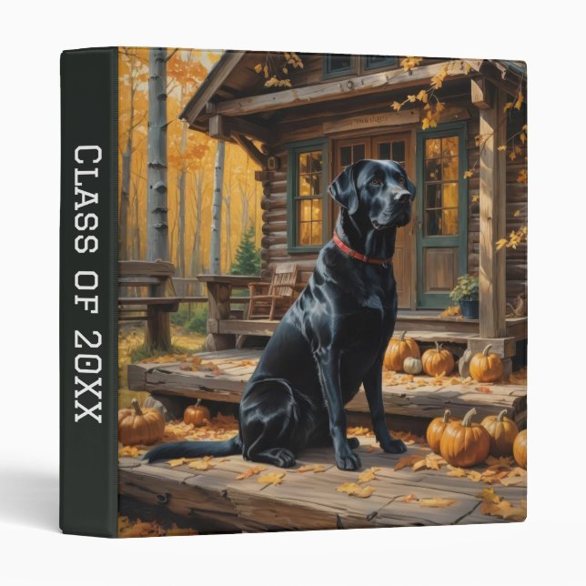 Black Labrador Retriever Log Cabin Autumn Binder (Front/Spine)