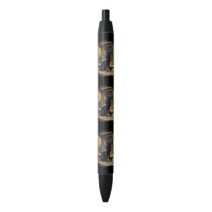 Black Labrador Retriever Log Cabin Autumn Ink Pen
