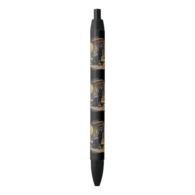 Black Labrador Retriever Log Cabin Autumn Ink Pen (Front Vertical)