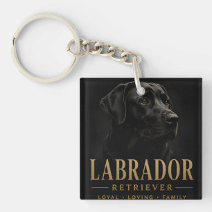 Black Labrador Retriever Loyal Family Dog Portrait Keychain