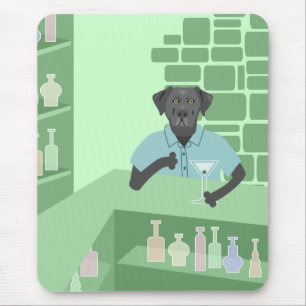 Black Labrador Retriever Martini Bar Mouse Pad
