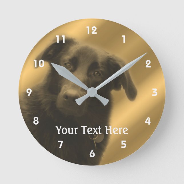 Black Labrador Retriever Mix Dog Round Clock (Front)