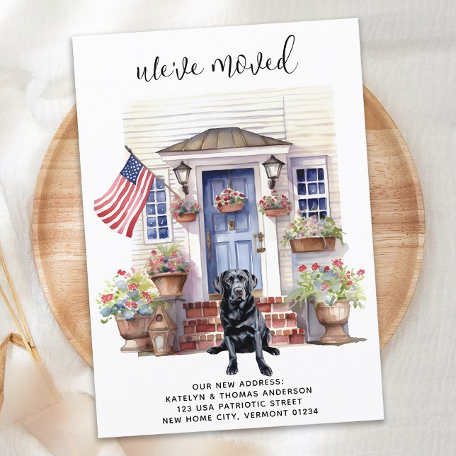 Black Labrador Retriever Patriotic Dog Moving Announcement (Creator Uploaded)