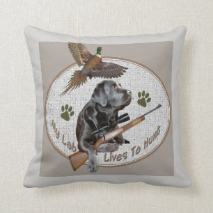 Black Labrador Retriever Pheasant Hunt Throw Pillow