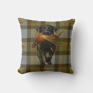 Black Labrador Retriever & Pheasant throw cushion