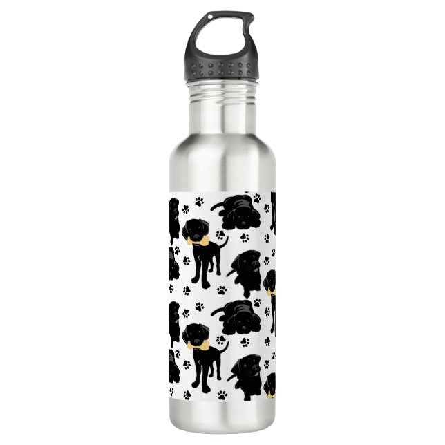 Black Labrador Retriever Puppies 710 Ml Water Bottle (Front)