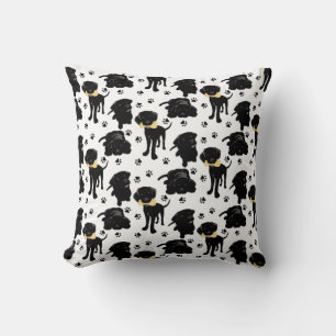 Black Labrador Retriever Puppies Throw Pillow