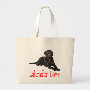 Black Labrador Retriever Puppy Dog Love Large Tote Bag