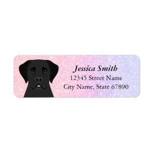 Black Labrador Retriever Purple Pink Sparkle Label