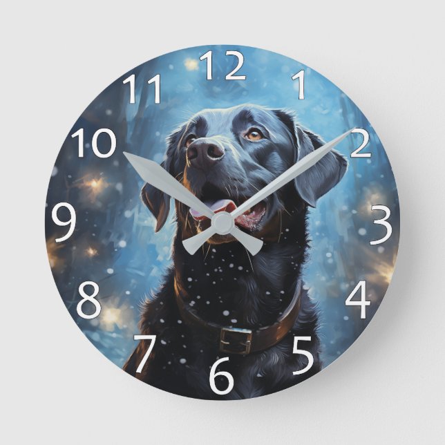 Black Labrador Retriever Round Clock (Front)