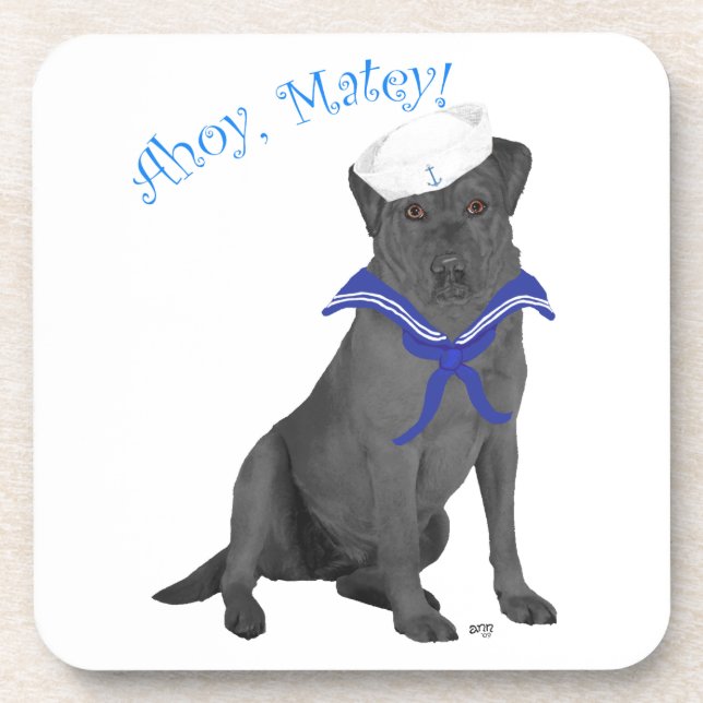 Black Labrador Retriever Sailor Coaster (Front)