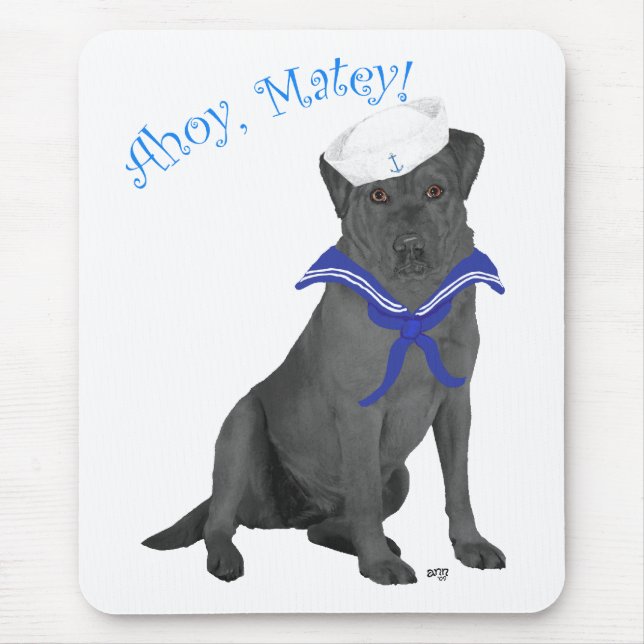 Black Labrador Retriever Sailor Mouse Pad (Front)