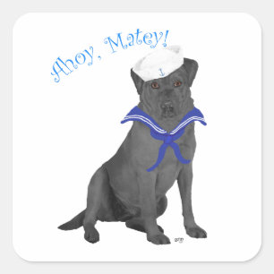 Black Labrador Retriever Sailor Square Sticker