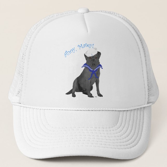 Black Labrador Retriever Sailor Trucker Hat (Front)