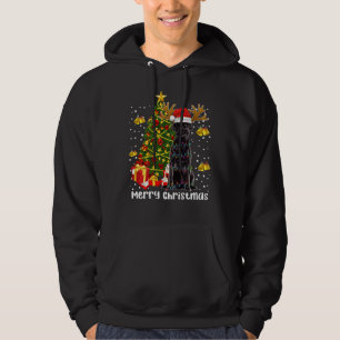 Black Labrador Retriever Santa Christmas Tree Ligh Hoodie