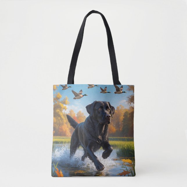 Black Labrador Retriever Shoulder Tote Bag (Front)