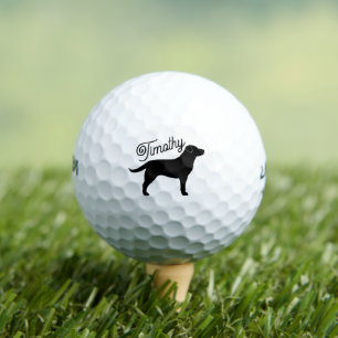 Black Labrador Retriever Silhouette Custom Name Golf Balls