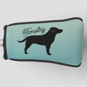 Black Labrador Retriever Silhouette Custom Name Golf Head Cover