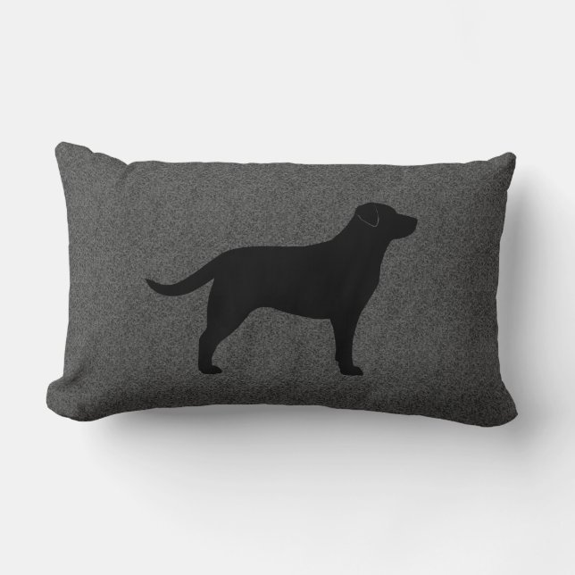 Black Labrador Retriever Silhouette Decorative Lumbar Pillow (Front)